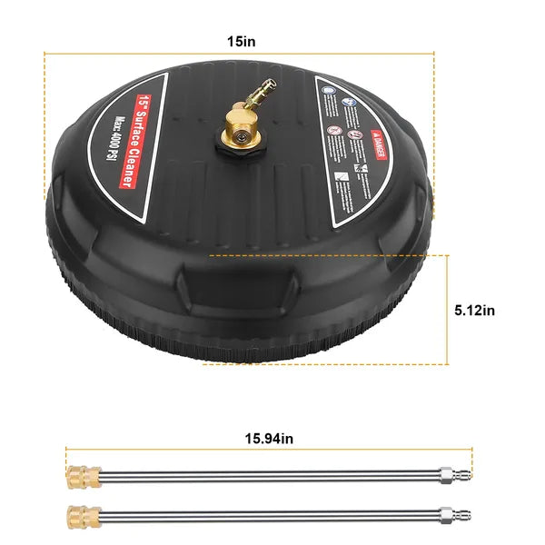 15in Power Washer Surface Cleaner High Pressure Flat Surface Cleaner 4000PSI Disc Power Washer Broom - view 2