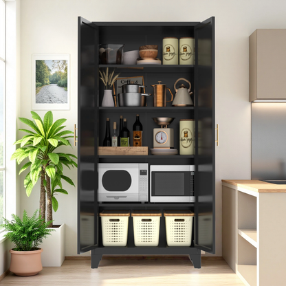 71'' 2 Shapely Doors Cabinet, Metal Storage Cabinet With Doors And Adjustable Shelves, For Bedroom, Living Room - view 9
