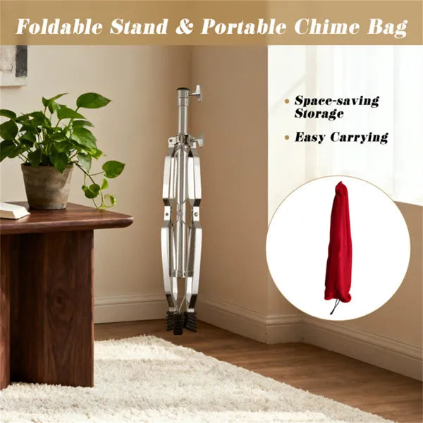 36-Tube Single-Row Wind Chime With Adjustable Tripod Stand, Portable Percussion Instrument For Church Band & Orchestra - view 3