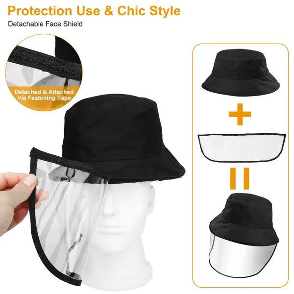 Fishman Hat Protective Face Shield Removable Sun Bucket Cap Face Cover Protect Against UV Spitting Saliva Dust Wind - view 2