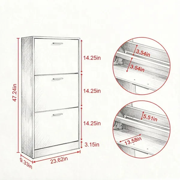 Classic Shoe Cabinet With Space-Saving - view 4