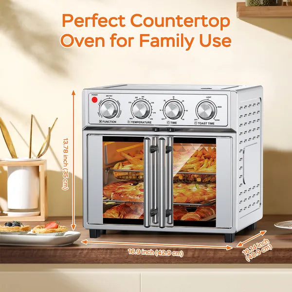 PlumChef 29.5 QT French Door Air Fryer Convection Toaster Oven, Extra Large 6 Slices, 1700W - view 5