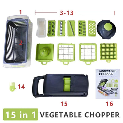 Nice Smart 15tlg. Gemüseschneider Gemüsehobel Zerkleinerer Zwiebel Manuell Dicer - view 2
