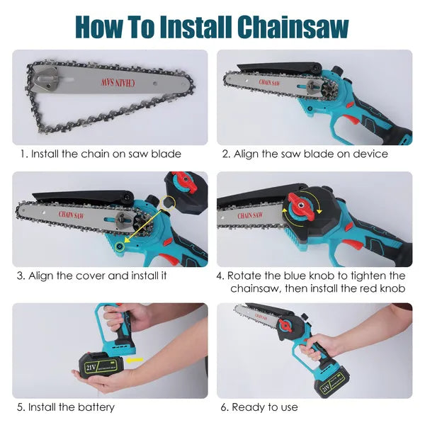 2-IN-1 Cordless Pole Saw And Mini Chainsaw With Extension Pole 21V Battery 6' Electric Brushless Pole Chainsaw - view 6
