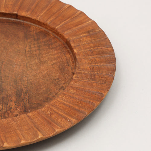 Handcrafted Wood Brown Charger Plate Wooden Dinning Placemat Artisan Wood Tableware - view 3
