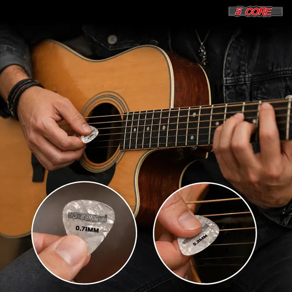 5 Core Guitar Picks 12 Piece Celluloid Light Medium Heavy Extra Heavy For Acoustic Electric Guitars - view 5