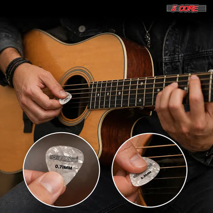 5 Core Guitar Picks 12 Piece Celluloid Light Medium Heavy Extra Heavy For Acoustic Electric Guitars - view 5