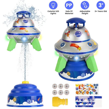 UFO Water Sprinkler Outdoor Summer Rocket Toy With Colorful LED Lights 360° Spinning 1.64FT To 6.56FT Adjustable Height - view 2