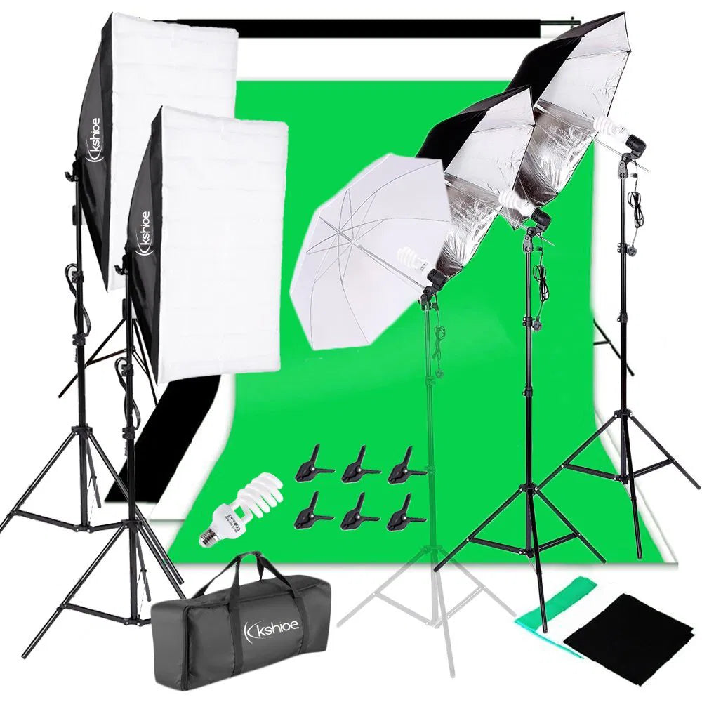 45W White Umbrellas Silver Black Umbrellas Soft Light Box Background Stand Light Stands Four - Do Not Sell On Amazon - view 2