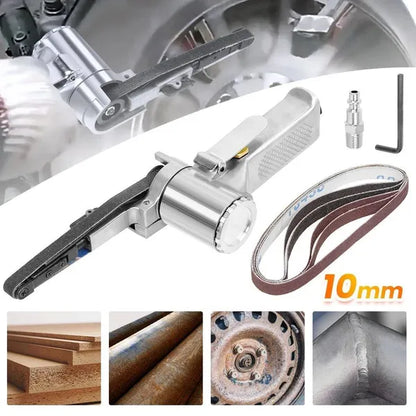 10mm Pneumatic Belt Sander, Lightweight Handheld Air Powered Grinder Polisher With 5 Sanding Belts - view 3
