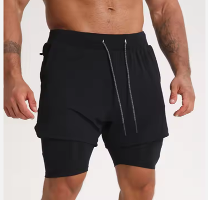 Gym Clothing Men Quick Dry 2 In 1 Gym Shorts Men Polyester Spandex Breathable Shorts Men Liner Running Fitness Shorts - view 4