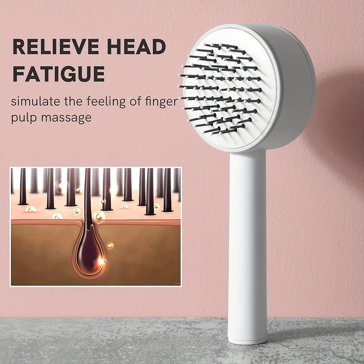 One-key Self-cleaning Hair Brush For Women Curly Hair Brush Anti-Static Airbag Massage Comb Airbag Massage Scalp Comb - view 4