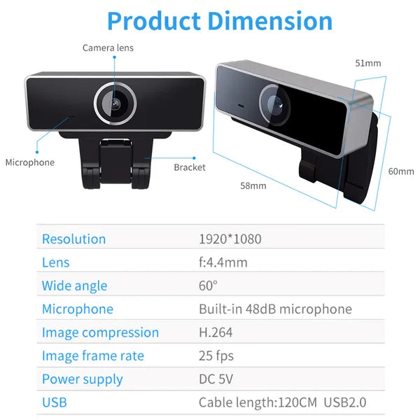 FHD 1080P Webcam USB PC Computer Webcam Auto Focus With Microphone 60-Degree Widescreen Desktop Laptop Webcam Live - view 4