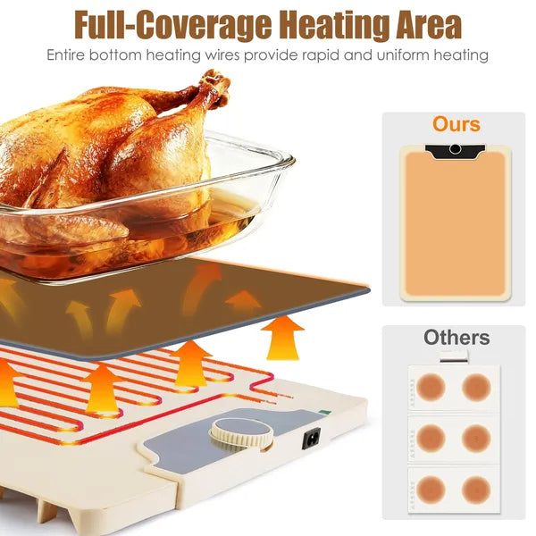 Food Warming Mat 23.6X15.8In 300W Fast Heating Electric Silicone Food Warmer With 14 Temp Levels 10Hrs Timer Settings - view 7
