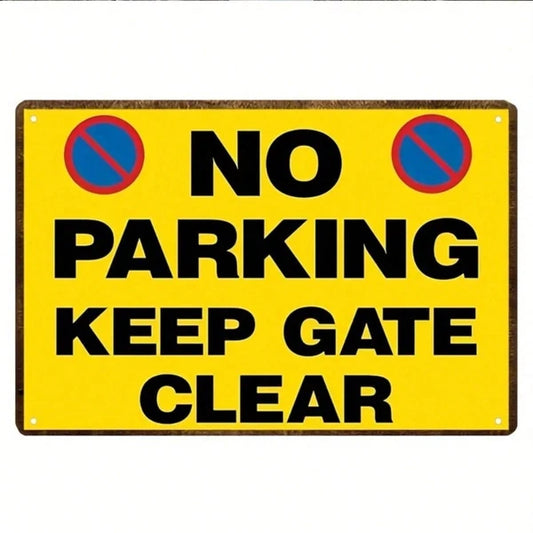 Vintage No Parking Keep Gate Clear Metal Sign" Heavy-Duty Iron Warning Plaque 8x12 Inch - view 2