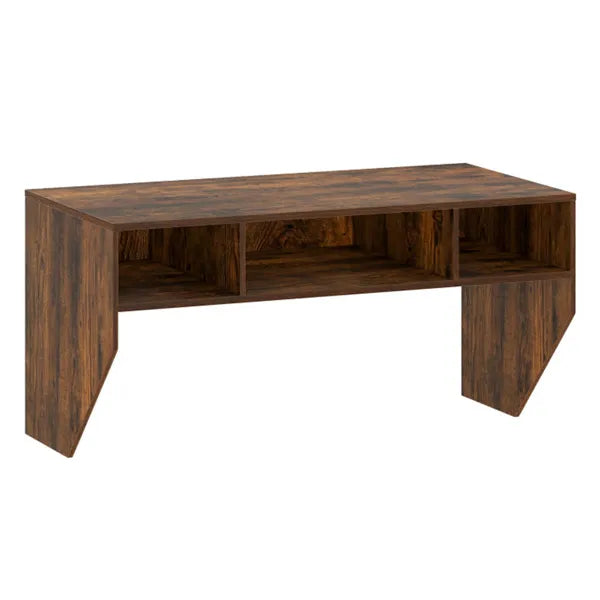 Rustic Brown Wall-Mounted Floating Computer Desk With 3-Cube Storage, Sturdy Wooden Workstation For Home Office - view 5