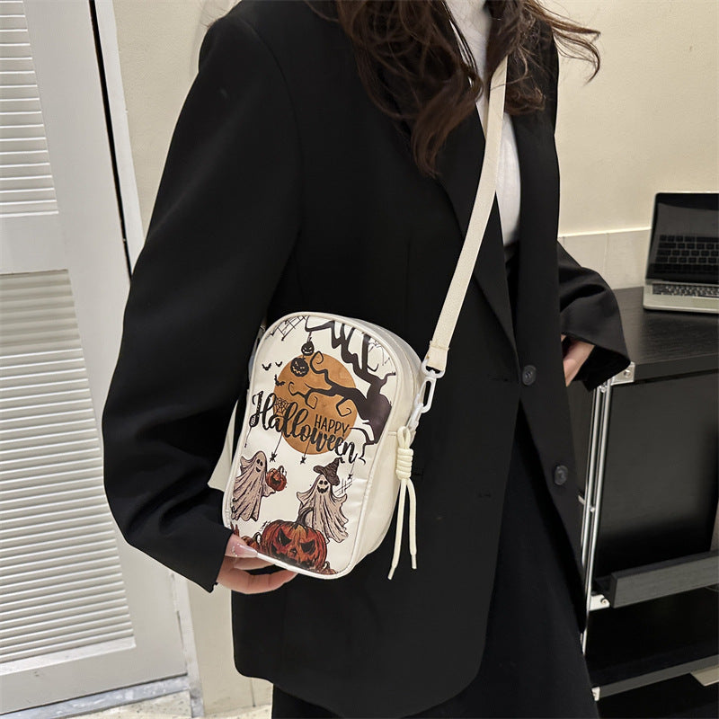 Funny Phone Bag Halloween Dark Crossbody Bag Halloween Pumpkin Printed Cartoon Shoulder Bags Creative Female Handbag - view 3