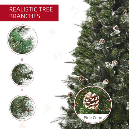 HOMCM 7FT Artificial Christmas Snow Pine Tree Holiday Home Xmas Decoration With Automatic Open, Pinecone, Green - view 6