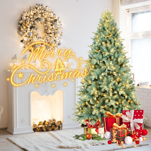 Artificial 7.5ft Blue Green Tint Christmas Tree With 2148 PE PVC Mixed Branch Tips, Memory Wire Iron Wire - view 6
