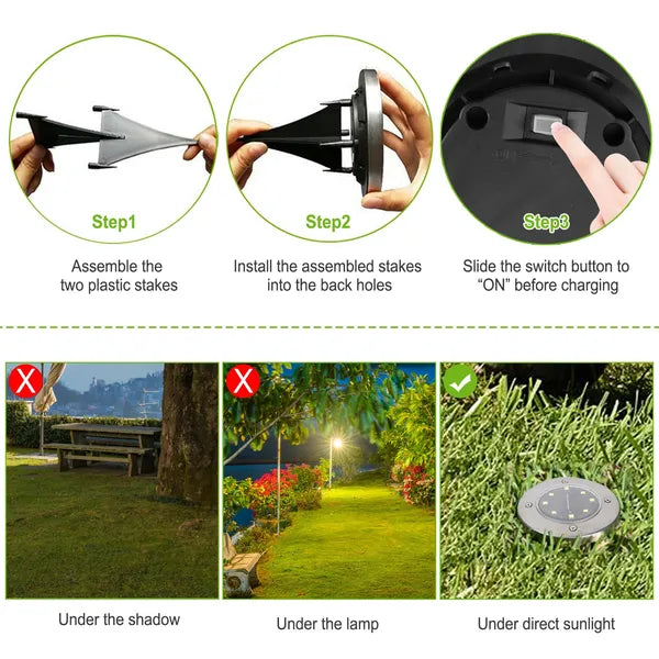 4Pcs Solar Powered Ground Light Outdoor IP65 Waterproof Buried In-Ground Lamp Decorative Path Deck Lawn Patio Lamp - view 2