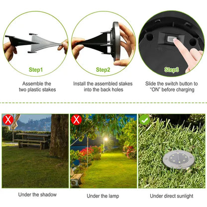 4Pcs Solar Powered Ground Light Outdoor IP65 Waterproof Buried In-Ground Lamp Decorative Path Deck Lawn Patio Lamp - view 2