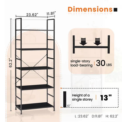 5 Tiers Bookshelf, Classically Modern Book Shelf, Book Rack, Storage Rack Shelves In Living Room&Home&Office - view 3