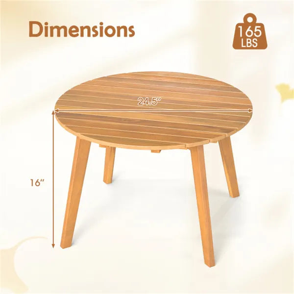 24.5" X 24.5" X 16" Premium Acacia Wood Round Side Table, 165 LBS Weight Capacity Outdoor End Table For Patio - view 4