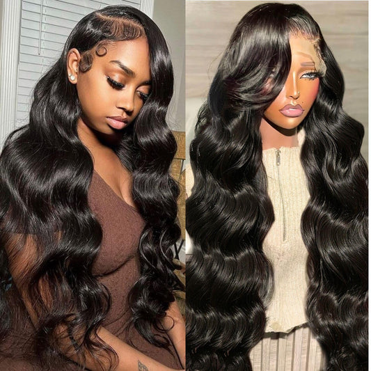 13x6 Front Lace Human Hair Wig, Natural Color, Body Wave, Density