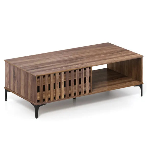 47 Inch Mid-Century Coffee Table With Storage Cabinets & Open Compartment - view 4