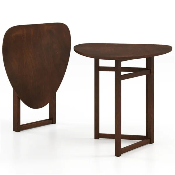 31.5" Small Folding Dining Table, Walnut Solid Wood Foldable Kitchen Table For 2 People - view 3