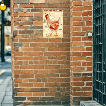 1pc Classic Chicken Anatomy Metal Tin Sign 8x12 Inch, Inch, Vintage Retro Unframed Iron Wall Art