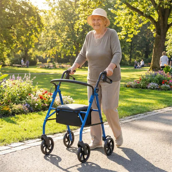 2-in-1 Rollator Walker With Seat (Blue), 8-Inch Large Wheels & Versatile Braking System, Adjustable Height - view 2