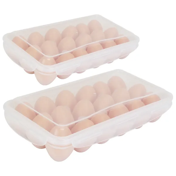 2Pcs Plastic Egg Holder Stackable Egg Storage Box Egg Rack For Refrigerator 18 Cavity Per Container Dishwasher Safe - view 3