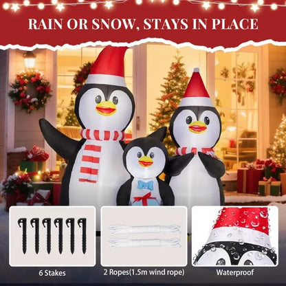 6FT Lighted Christmas Inflatable Decoration, Inflatable Penguin Family - view 6