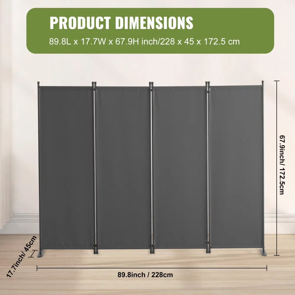 4-Panel Room Divider, Foldable Privacy Shields, Cloth Segregation Screens for Workspace, Sleeping Area, Meal Space - view 3