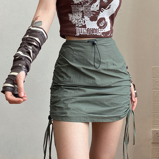 Women's Fanny Pack Hip Drawstring Skirt