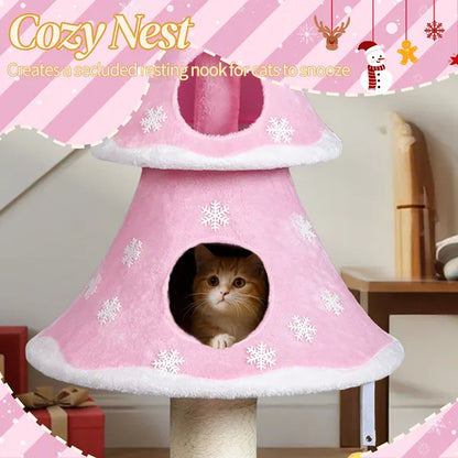 59in Large Tall Christmas Tree Cat Tower With 2 Cat Condos & Scratching Post - view 4