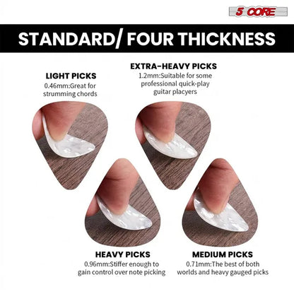 5 Core Guitar Picks 12 Piece Celluloid Light Medium Heavy Extra Heavy For Acoustic Electric Guitars - view 4