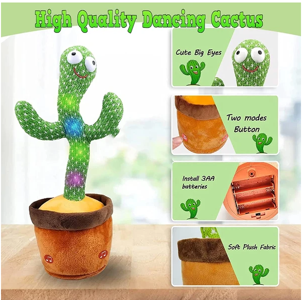 Dancing Cactus Plush Toy Doll Electronic Recording Shake With Song Funny Gift US - view 3