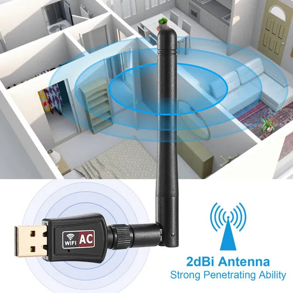 USB WiFi Adapter AC600Mbps 5G/2.4G Dual Band 802.11ac Wireless Network Adapter W / 2dBi External Antennas For PC - view 4