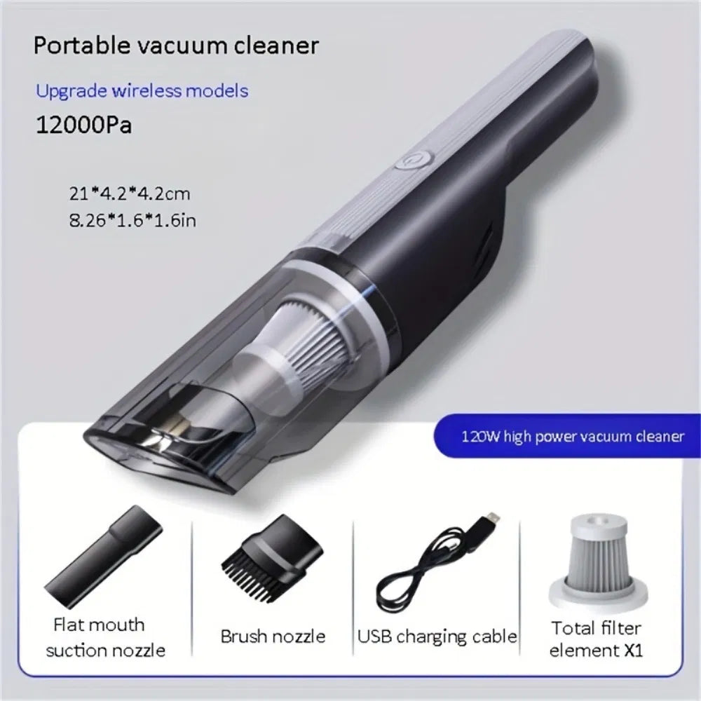Wireless Silver Car vacuum cleaner wireless car with strong suction handheld vacuum cleaner small mini rechargeable - view 3