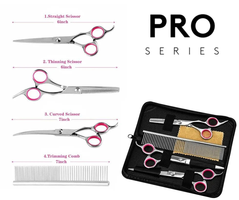 Pet Dog Grooming Scissors Stainless Straight Curved Thinning Shears Trimmer Kits - view 4