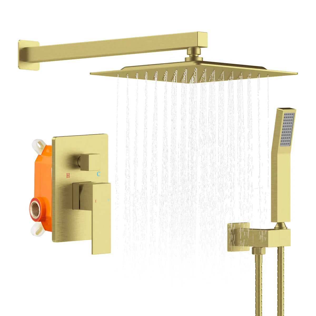 Shower System Shower Faucet Combo Set Wall Mounted with 12" Rainfall Shower Head and handheld shower faucet - view 4