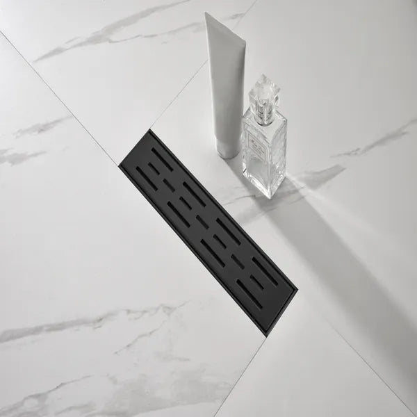 12 Inch Linear Shower Drain With Removable Brick Patterned Grate Cover - view 3