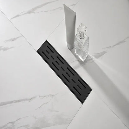 12 Inch Linear Shower Drain With Removable Brick Patterned Grate Cover - view 3