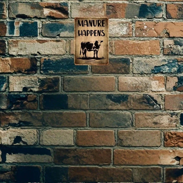 Funny Manure Happens Cow Metal Sign, Tin Wall Art, Plaque Decor For Home Bar 8x12in MetikTok, MetikTok - view 3