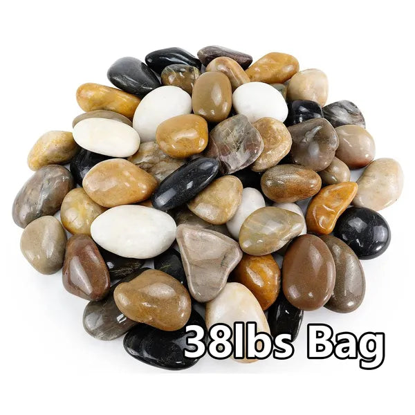 38lbs Decorative Garden Stone Outdoor Landscaping, Walkways, Yard, 1-3 Inch Large Polished River Rocks For Plants Pots
