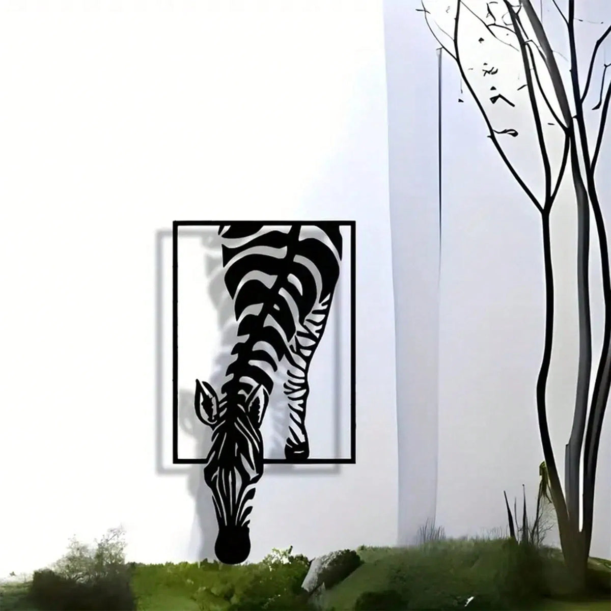 1 pieces Ultra practical minimalist zebra metal wall art, handmade iron stripe decoration - view 3