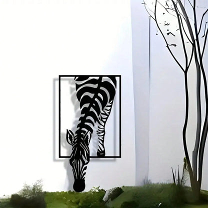 1 pieces Ultra practical minimalist zebra metal wall art, handmade iron stripe decoration - view 3