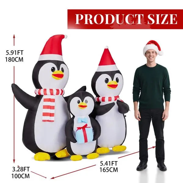 6FT Lighted Christmas Inflatable Decoration, Inflatable Penguin Family - view 8